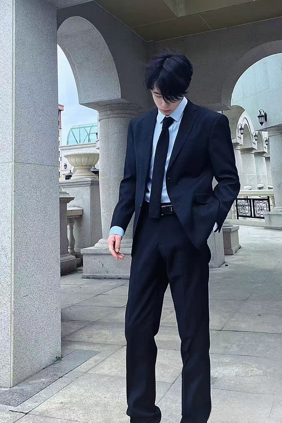 Men's British style handsome business suit groom wedding Korean version slim men's high-end double-breasted suit
