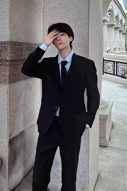 Men's British style handsome business suit groom wedding Korean version slim men's high-end double-breasted suit